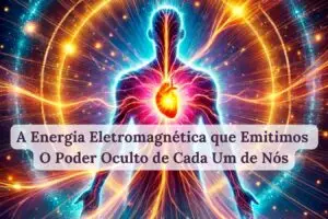 silhueta de uma pessoa com o coração destacado emitindo energia