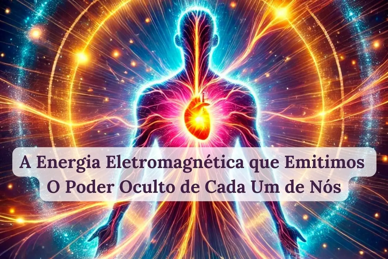 silhueta de uma pessoa com o coração destacado emitindo energia