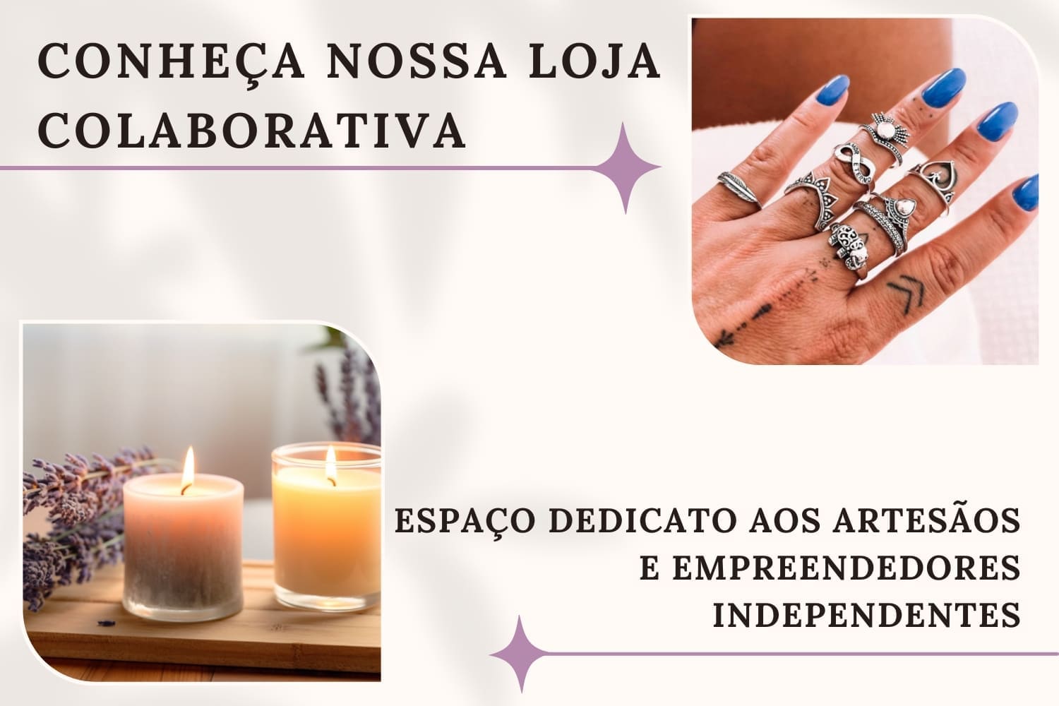 banner mostrando velas, e peças em prata